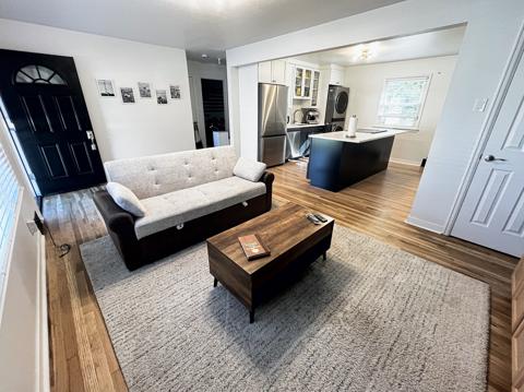 Living room with hardwood floors