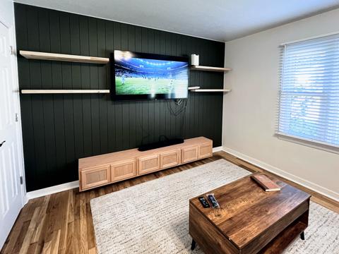 Accent wall with floating shelves